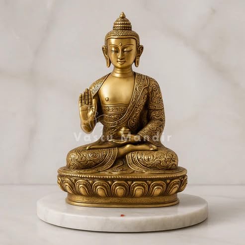 Image of Brass Blessing Buddha Idol | Vastu Remedy for Peace, Protection & Abundance | Premium Solid Brass Buddha Statue for Home & Office