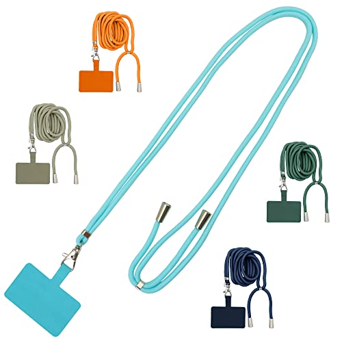 Confezione 4 Cordini Universali Per Cellulare In Nylon + 6 Adesivi Di Ricambio - Tracolla Regolabile 150 Cm, 4 Colori