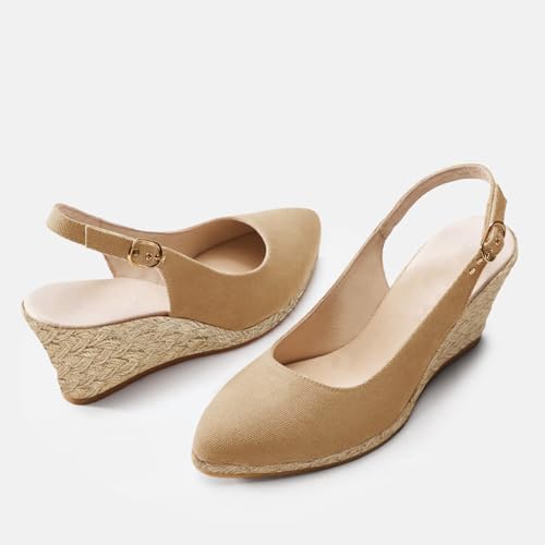Image of Juliet Holy Womens Wedge Sandals Espadrilles Closed Toe Slingback Buckle Strap Comfortable Casual Summer Wedges Shoes