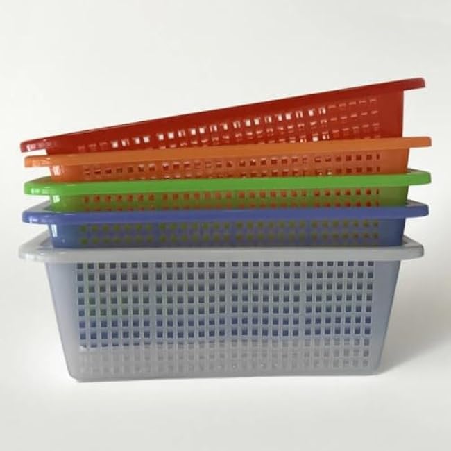 20 Pack Stackable Storage Baskets, Small Plastic Baskets for Organization, Colorful Plastic Storage Trays, 10.8x10.8x9.5 Inch