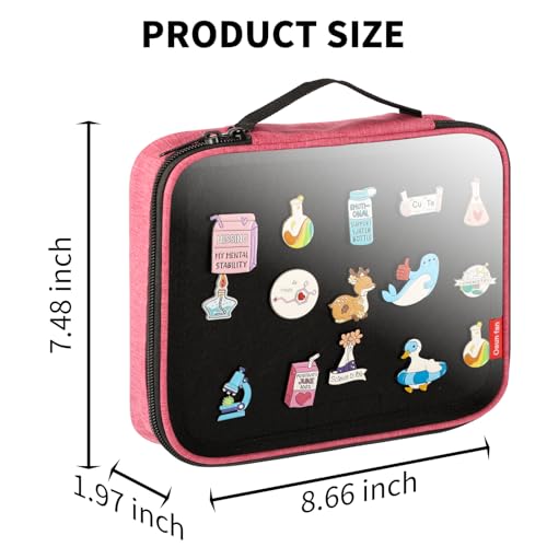 Image of Oeun fan Enamel Pin Display Book, Small Collections or Travel Pin Trading Book, Pin Collector Display Bag,6-Page Pin Display Board,Pin Display Case (Rose Red)