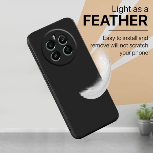 Image of Back Cover | Full Camera Protection | Premium Liquid Silicon Case | Flexible Bumper Case for Realme 12 Plus 5G / P1 5G / Narzo 70 5G / 70 Pro 5G (Black)