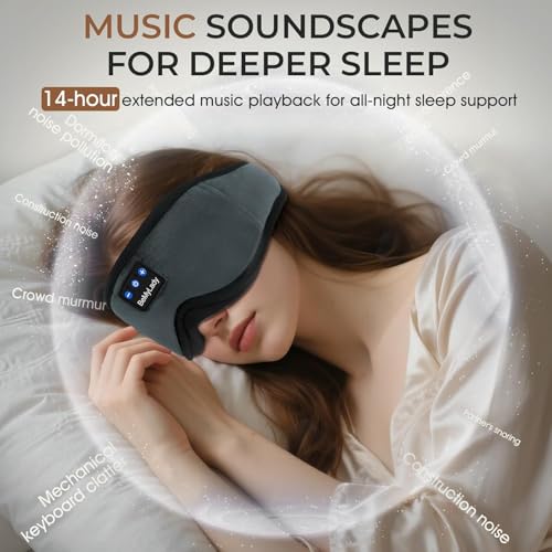 BeMyLady Bluetooth 5.4 Sleep Mask w/ Built-In Headphones & 14H Battery (2 Colors) - image 4