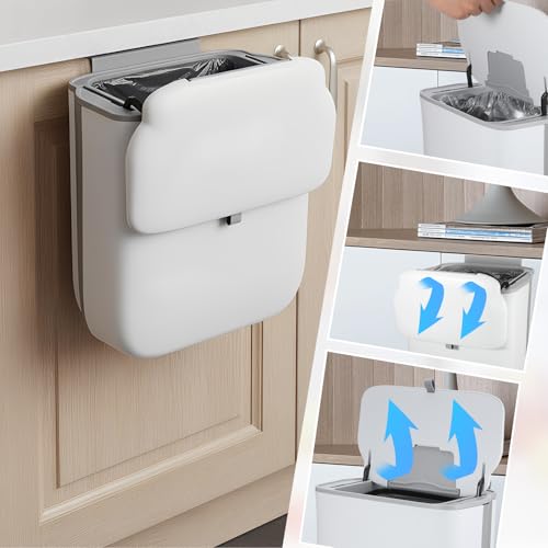 Caneca de basura plegable para cocina 10 litros blanca miniatura 3