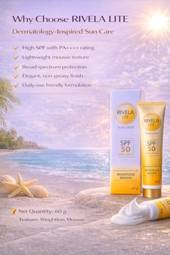 Image of Lite Sunscreen SPF 50 PA+++ | Weightless mousse texture | Tinted Matte Finish | Broad Spectrum UVA & UVB Protection | Lightweight, Non-Greasy | Suitable for Oily & Acne-Prone Skin | 60g