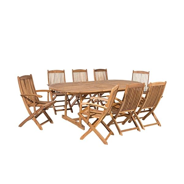 Gartenset Maui Akazienholz Hellbraun 9-teilig