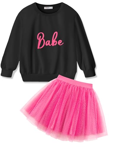 Image of Arshiner Toddler Girl Clothes Long Sleeve Pullover Sweatshirt and Tutu Skirt 2 Piece Outfits Kids Clothing Set Party Dress