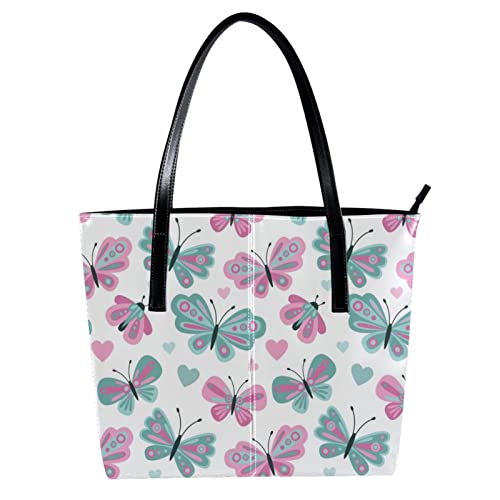 Sac fourre-tout enseignant léger imprimé papillons roses et verts