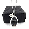 Popular Glass Dandelion Wish Pendant Necklace with Swarovski Crystal Pearl Charm on 18 Inch Sterling Silver Chain…