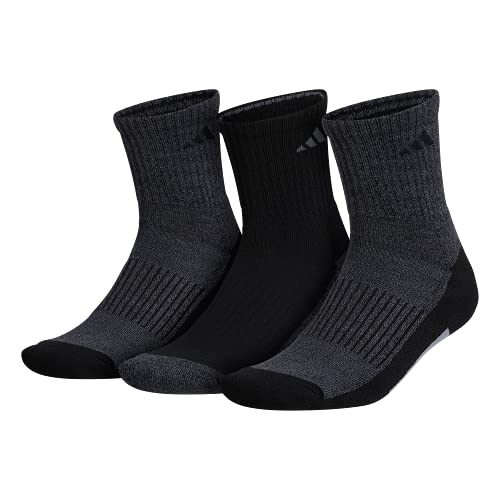 adidas mens Cushioned X 3 Mid-Crew Socks (3-Pair), Black/Onix Grey/Grey, Large