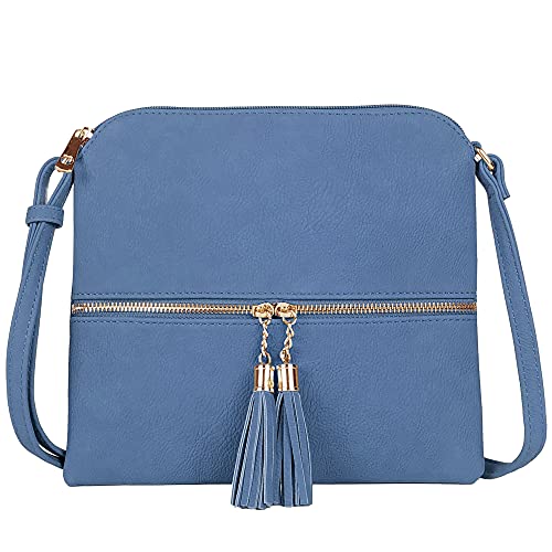 Image of SG SUGU Lightweight Medium Crossbody Bag Shoulder Bag with Tassel and Zipper Pocket