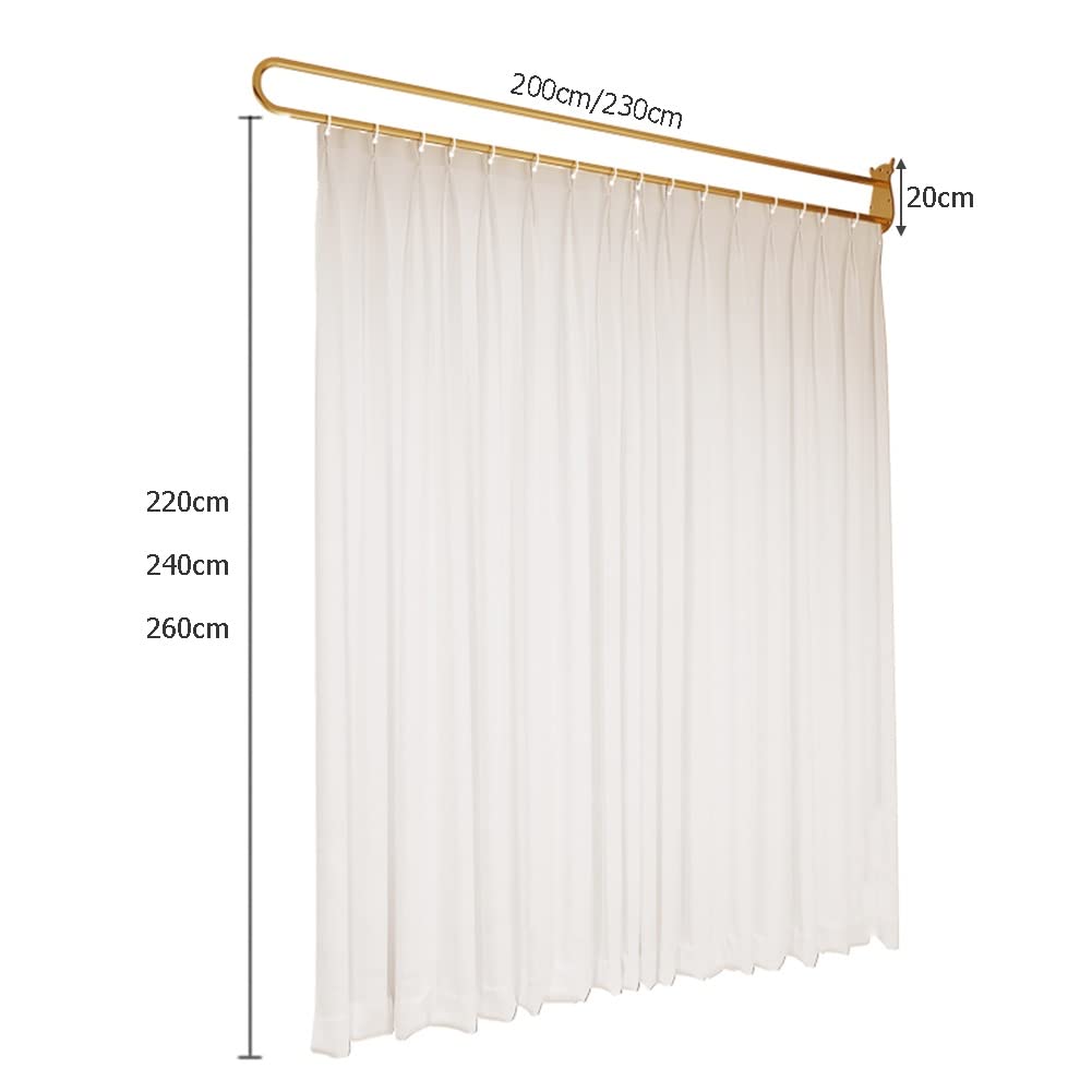 Durchsichtiger Raumteiler-Vorhang für Privatsphäre, Schönheitssalon-Trennwand mit goldener Metallstange, grau, 230 cm breit, 260 cm lang, stilvolle und funktionale Heimdekoration