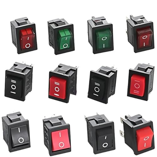 Interrupteur à bascule KCD1 lumineux vert 250V, contact stable 4 broches SPST en lot