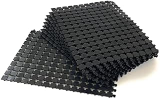Set of 9 Interlocking Black Rubber Floor Tiles- 11.25 x 15.25 inch (11 Square Feet) Wet Areas Like Locker-Room Bathroom, Boat, RV Mattress Ventilation, Dog Kennel. Tile can be Cut to fit