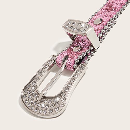 Sweet Rhinestone Waist Belts for Jeans Adjustable Belt for Woman Cowboy Cowgirl Teens Female Jeans Skirt Waistband, Pink4
