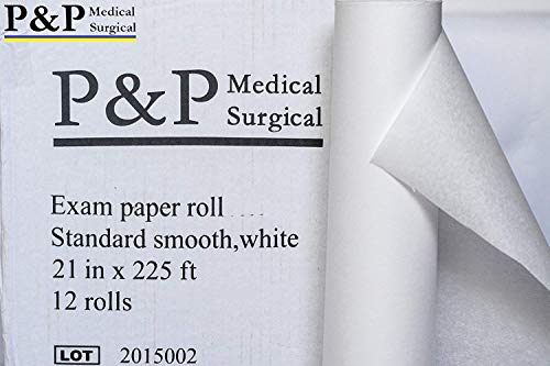 Disposable Medical Exam Table Paper Standard Crepe White with Smooth Finish Moisture Resistant 21" x 225' Premium Lightweight and Comfortable Box of 10 Rolls