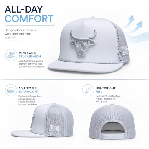 Image of Lost Calf White 3D Logo Cattle Rope - Hats Cap