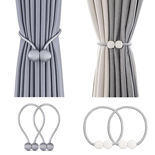 Embrasses de rideaux magnétiques - Crochets de rideaux - Clips de fixation pour la maison, le bureau, la chambre, la cuisine, la fenêtre - Gris Cover