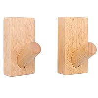 Gullor 2 PCS Natural Wooden Coat Hooks, Wall Mounted Wall Hook Rack, Decorative Craft Clothes Hooks – Beech