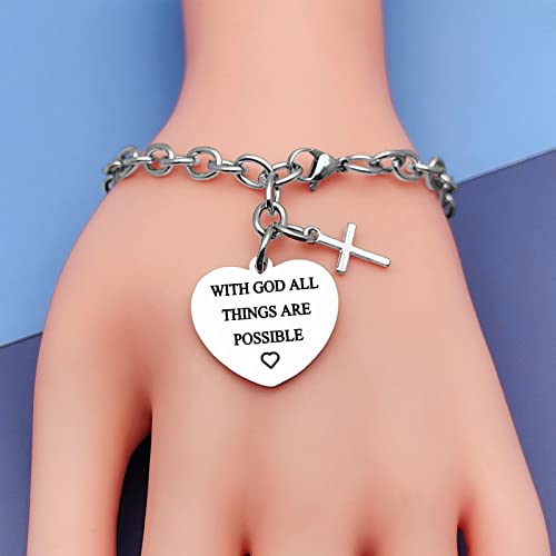 Image of Christian Gifts for Women Faith Bracelet Jewelry Scripture Bible Verse Inspirational Bracelet Gifts Religious Gifts Idea Prayers Gifts for Women Men Jewelry Gifts Faith Bracelet Stainless Steel