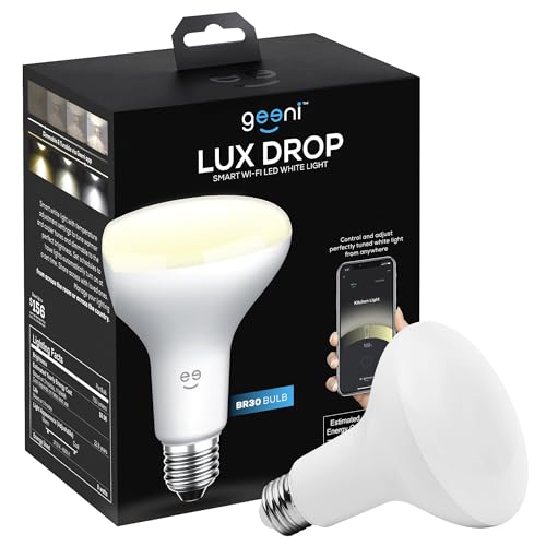 Image of Geeni LUX Drop Wi-Fi LED Light Bulb, Tunable White (2700K-6500K), 1-Pack | Dimmable BR30 bulb, 65-watt equivalent, no hub required, works with Amazon Alexa, Google Home