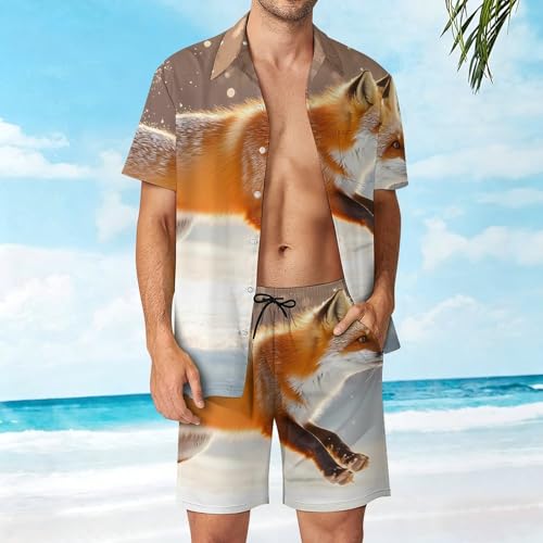 Conjunto de camisa y pantalones cortos de verano casual de 2 piezas Red Fox Jumping 4