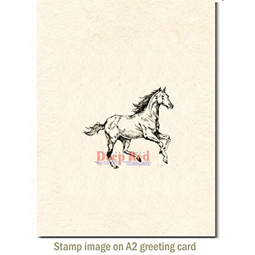 Tampon en caoutchouc Deep Red Stamps Spirited Cheval 2x2" étirable rouge