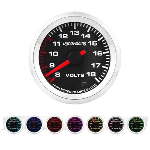 7 Colors 2'' 52mm Car Voltmeter 8-18 Volt Gauge Pointer Voltage Meter with Stepper Motor