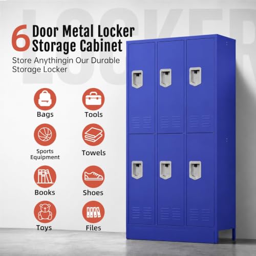 Image of BUTISOW 6 Door Metal Storage Locker for Employees, Heavy Duty Steel School