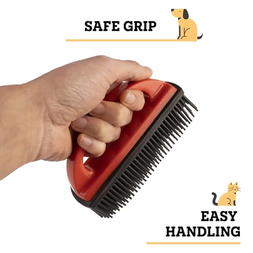 vitazoo Kleiderbürste zur Entfernung von Tierhaaren - Teppichbürste Auto Bürste Polsterbürste zur Tierhaarentfernung - weiche Textil Bürste für Katzen und Hundehaare - Rot