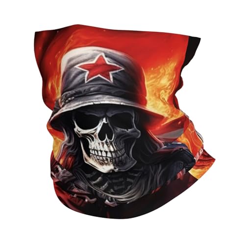 Bandana con diseño de calavera y bandera americana para cuello y rostro para mujer y hombre, ideal para motocicleta, ciclismo y esquí miniatura 1