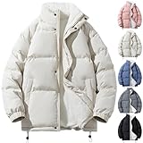 [Ｋａｙｉｙａｓｕ] ダウンジャケット 中綿ダウン メンズ レディース ボア付き 大きいサイズ M-3XL 45-85kg対応 暖かいアウター 冬服 防寒着 ゆったり 黒 ブルー ピンク(3XL ホワイト)