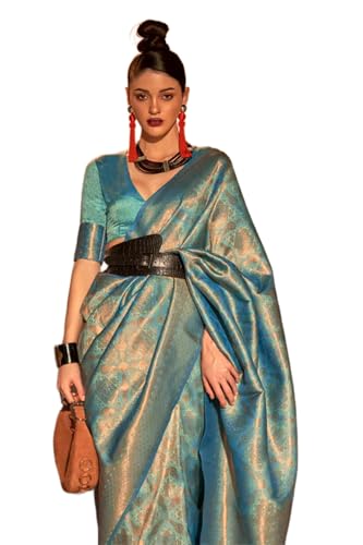 Image of SWORNOF Women's kanjivaram banarasi silk saree for Patola festival Wedding silk with rich pallu Design sarees for women with blouse piece