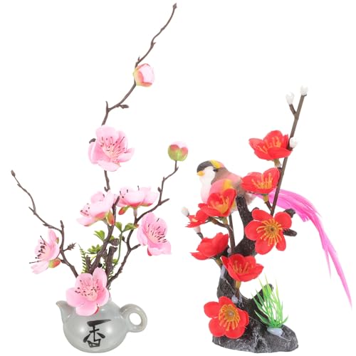 TOYANDONA 2 Piezas Decoración de Plato Sushi con Flores Artificiales Realistas para Centros de Mesa y Adornos de Comida Japonesa Práctico y Portátil