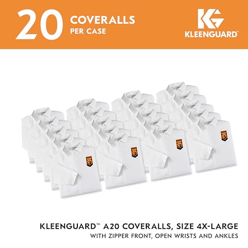 Image of KleenGuard A20 Breathable Particle Protection Coveralls (49007), Zipper Front, White, Reflex Design, 4XL (Qty 20)