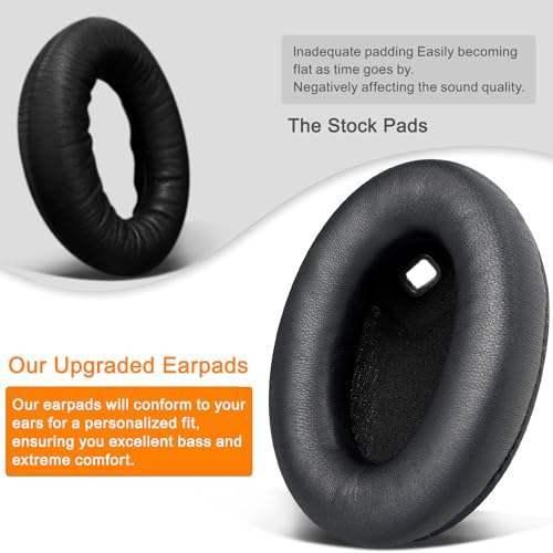 Image of SOULWIT Lambskin Replacement Earpads for Sony WH-1000XM4 (WH1000XM4) Headphones, Ear Pads Cushions with Noise Isolation Foam, Added Thickness, Without Affecting Sensor - Brilliant Black