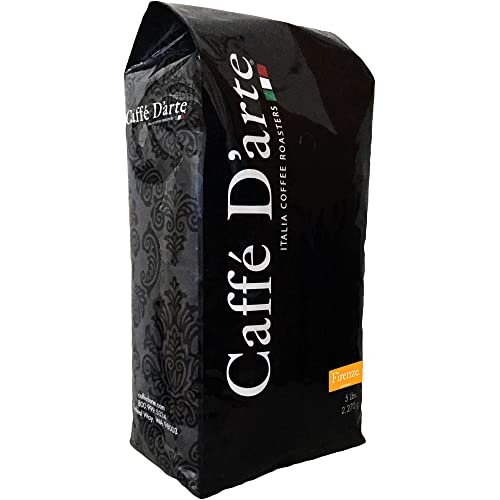 Caffe D’arte Firenze Whole Bean Espresso Coffee – Medium-Light Roast, Bright & Mild Flavor with Sweet & Smooth Aroma, Roasted in Seattle, Crafted for Espresso & Americanos, 5 lb