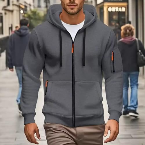 Image of MANTORS Mens Fleece Jackets Contrast Hoodies Lightweight Sweatshirt Color Block Jacket Coats