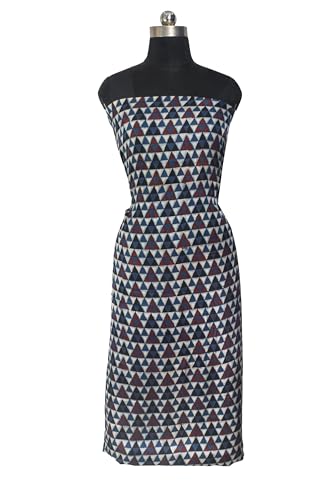 Image of Ethnics of Kutch Womens's Ajrakh Modal Silk Natural Dye Hand Block Print Unstitched Kurta Fabric