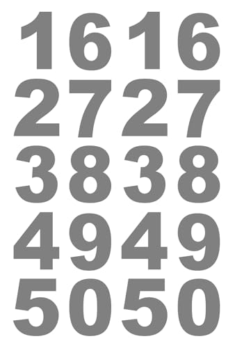 Image of Vinyl (Set 2) Number Wall Glass Vehicle Sticker, 1.5 Inches Silver