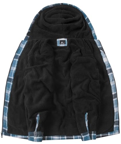 Image of SCODI Men's Flannel Jacket Sherpa Lined Plaid Fleece Hoodies Zip Up Coat