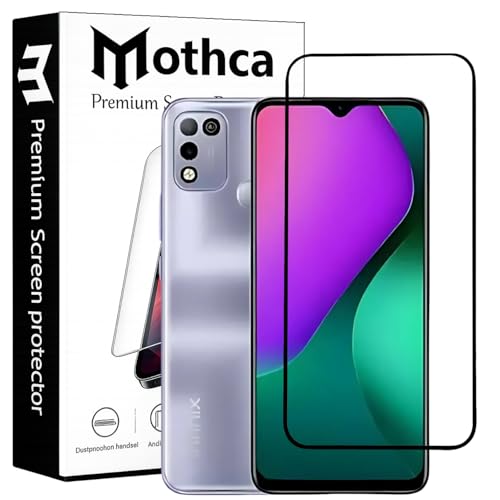 Image of Mothca Military-Grade Tempered Glass Screen Protector Compatible for Infinix Hot 10 Play with Edge to Edge Coverage - Case Friendly, Anti-Scratch & Bubble-Free Installation Kit