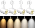 VANoopee 5-Color LED Track Lighting Heads H Type Track Light Heads Dimmable, 2000K 3000K 4000K 5000K 6000K Adjustable, Flicker Free CRI90+ 24° 10W 800lm, White (4 Pack)