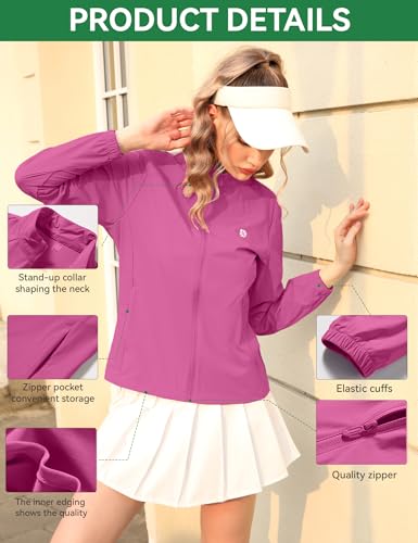 Image of Venzina Women's UPF 50+ Lightweight Athletic Jacket UV Sun Protection Full Zip Cooling Hoodie Long Sleeve Sunscreen Protective Clothing for Women for Outdoor Hiking, S-XL