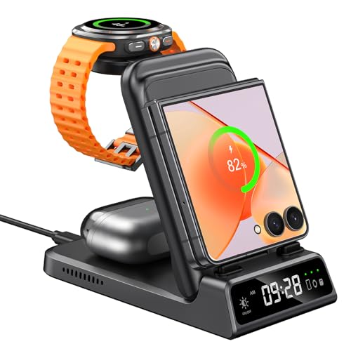 Charging Station for Samsung Z Flip 7/7 FE/6/5/4/3, SwanScout 703F, Wireless Charger for Samsung...