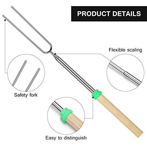 Cabilock 8 peças de palitos telescópicos de madeira Marshmallow com alça de madeira com bolsa portát