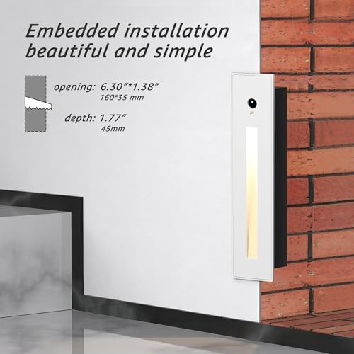 Image of SCON Motion Sensor Step Lights, Wired LED Stair Light for Indoor Use, Operated Automatic Motion Sensing Bright Lighting for Stairs Hallway /Pathway and Entryway Safety(3W /3000K /NODIM)