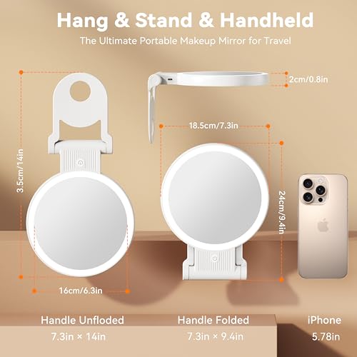 Auxmir 30X Magnifying Mirror, Double Sided 1X /30X Makeup Mirror with Light, Folding Lighted Rechargeable Beauty for Travel, Rotating 3 Color Lights, Dimmable Touch Screen - Image 7