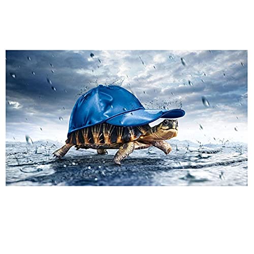Impression tortue avec chapeau affiche drôle sans cadre