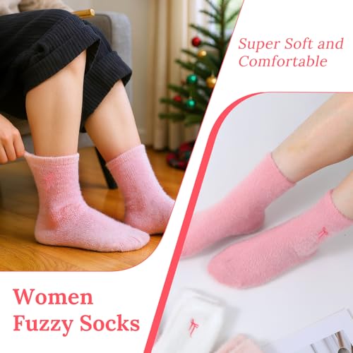 4 Pairs Fuzzy Socks for Women Cozy Fluffy Slipper Socks Soft Thick Home Sleeping Sock Coquette Warm Winter Clothing4